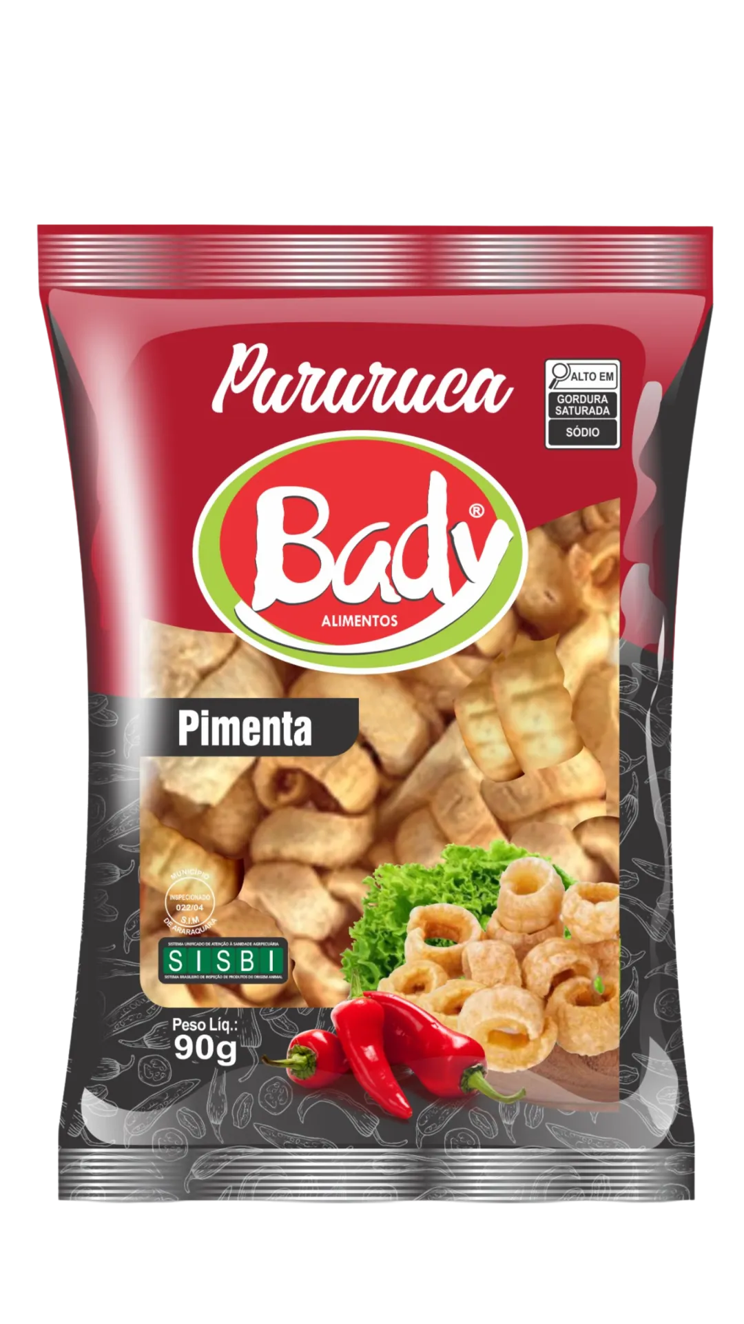Embalagem Pururuca Pimenta Bady, 90 g